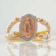Mustard Virgin Guadalupe Double Bracelet 12.4gr / 3cm / 6mm Beads Diamond Cut 24pcs White Blue Fuchsia Zircons Two 18K White Rose Golds