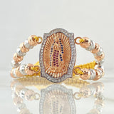 Mustard Virgin Guadalupe Double Bracelet 12.4gr / 3cm / 6mm Beads Diamond Cut 24pcs White Blue Fuchsia Zircons Two 18K White Rose Golds