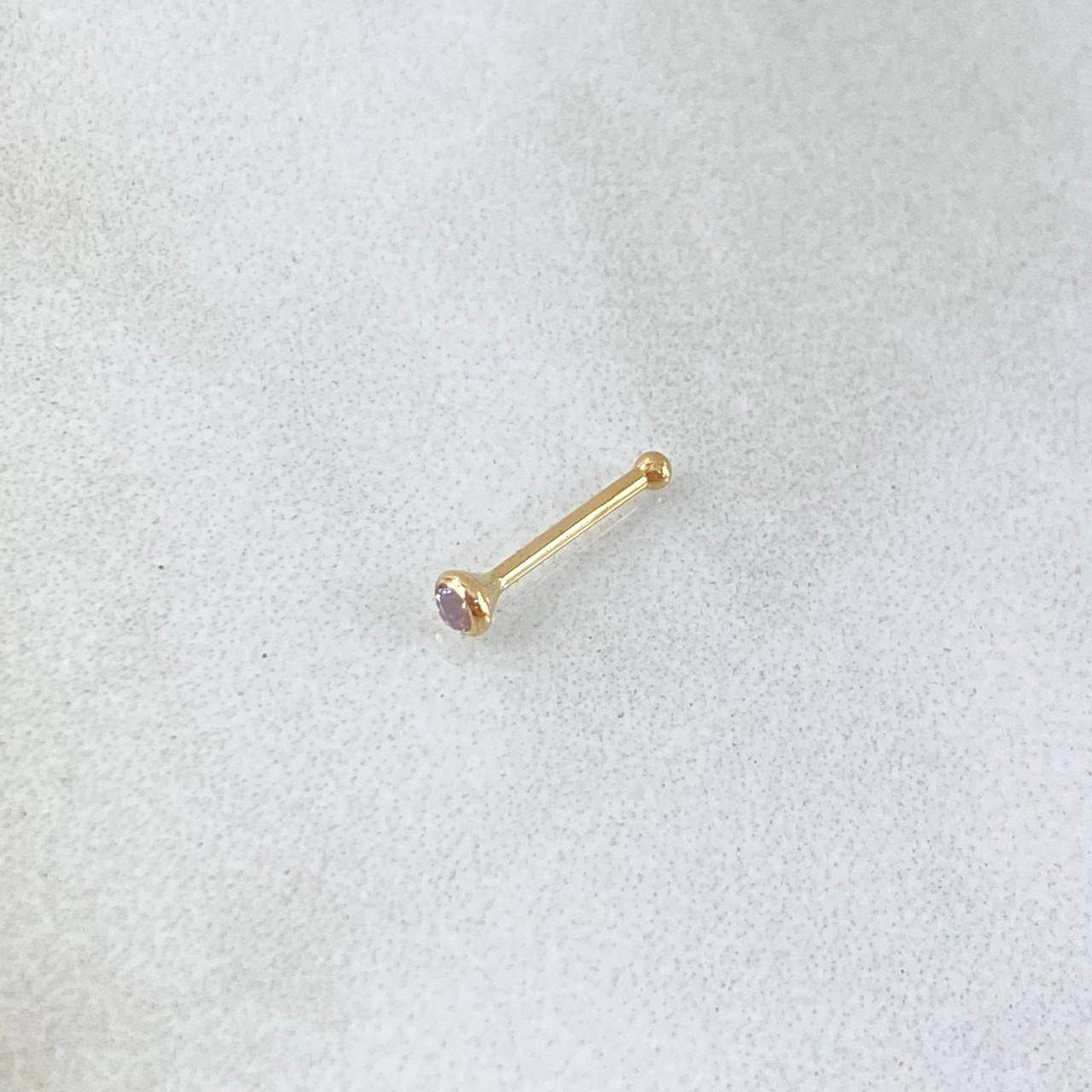 Piercing Chispa Fija Bisel 0.1gr / 1cm / Circon Rosado Oro Amarillo 18K (Joya) ©