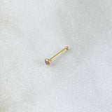 Piercing Chispa Fija Bisel 0.1gr / 1cm / Circon Rosado Oro Amarillo 18K (Joya) ©