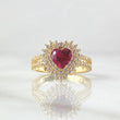 Anillo Halo Corazón Tupido 3.3gr / T7 1/4 / Circones Blancos Fucsia Oro Amarillo 18K