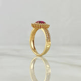 Anillo Halo Corazón Tupido 3.3gr / T7 1/4 / Circones Blancos Fucsia Oro Amarillo 18K