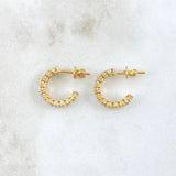 Hoop Earrings Half Solar Arch 3.2gr / 1.4cm / White Zircon Lobster Claw 18K Yellow Gold Butterfly
