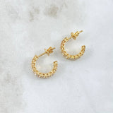Hoop Earrings Half Solar Arch 3.2gr / 1.4cm / White Zircon Lobster Claw 18K Yellow Gold Butterfly