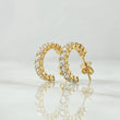 Hoop Earrings Half Solar Arch 3.2gr / 1.4cm / White Zircon Lobster Claw 18K Yellow Gold Butterfly