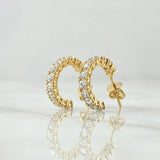 Hoop Earrings Half Solar Arch 3.2gr / 1.4cm / White Zircon Lobster Claw 18K Yellow Gold Butterfly