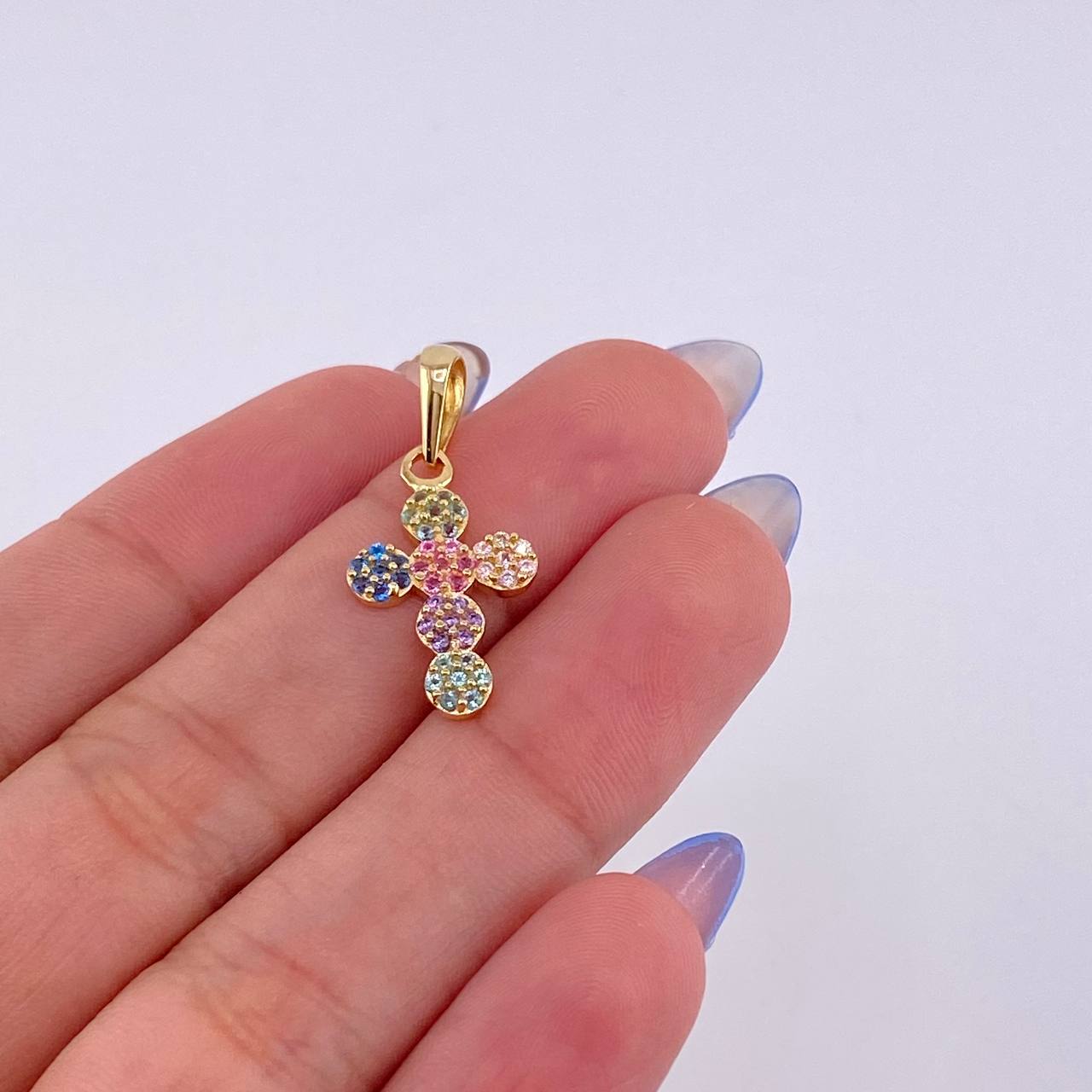 Dije Cruz Tupida 1.65gr / 1 in / Oro Amarillo 18K