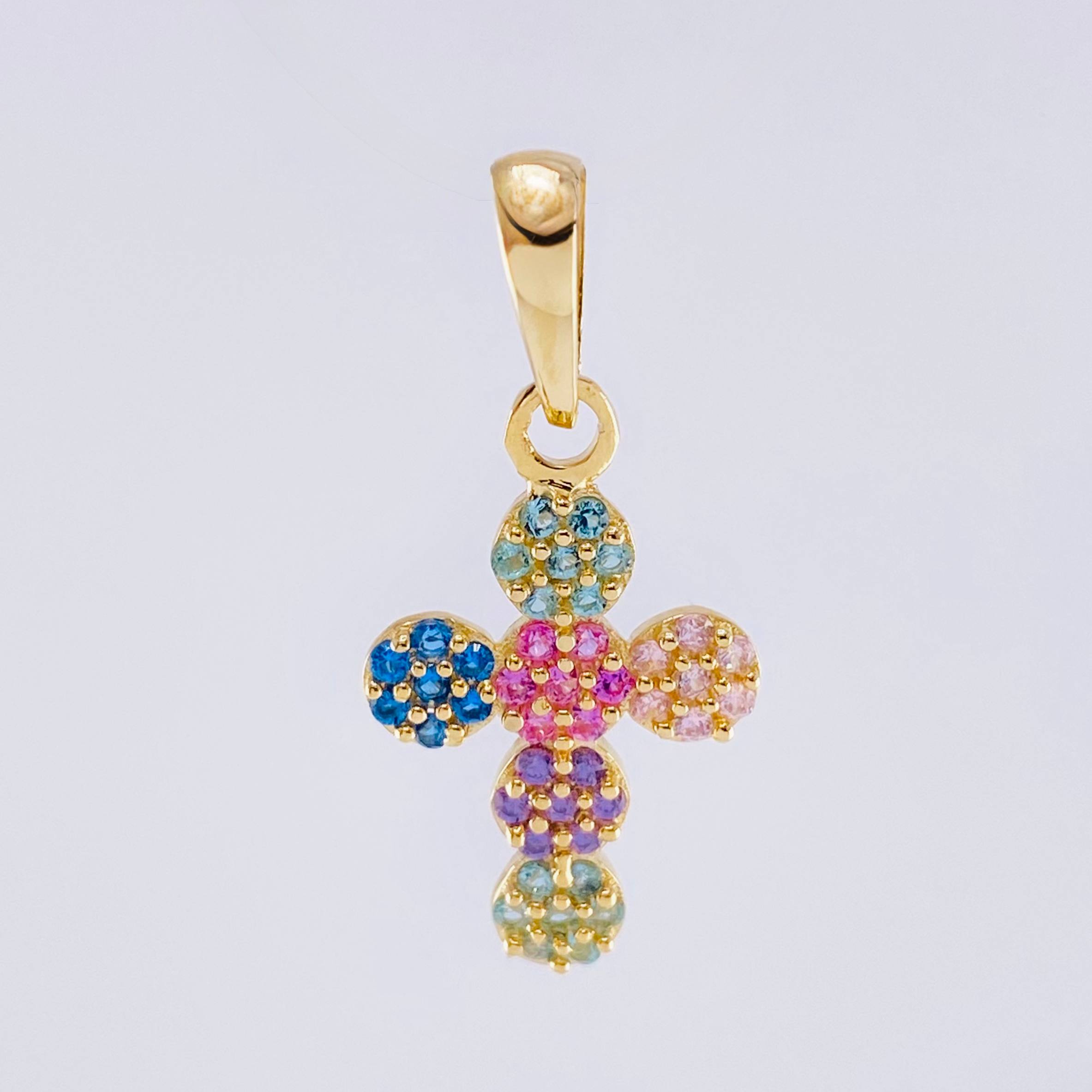 Dije Cruz Tupida 1.65gr / 1 in / Oro Amarillo 18K