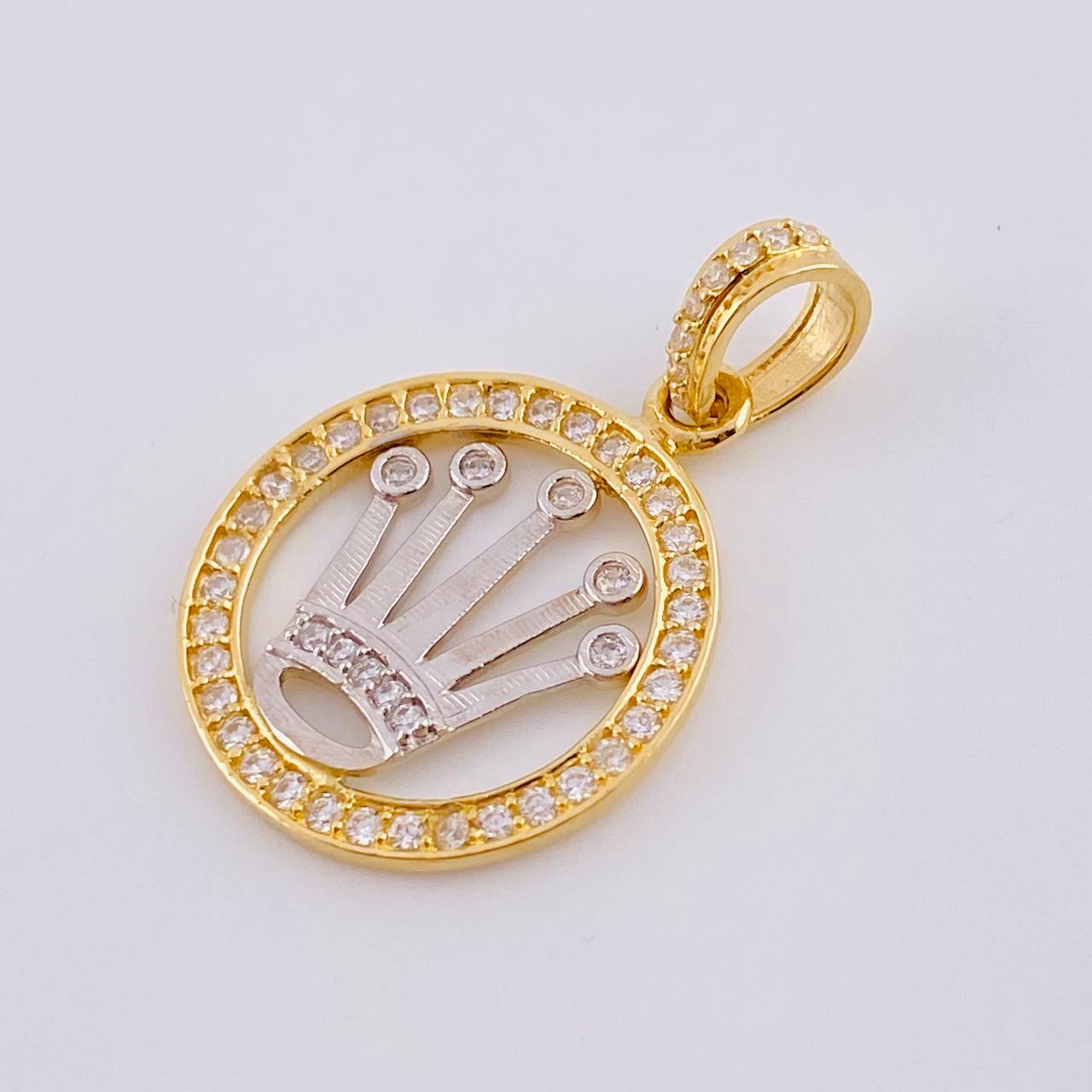 Pendant Crown Rx 2.7gr / 1 in / Two-tone Yellow White 18K Gold