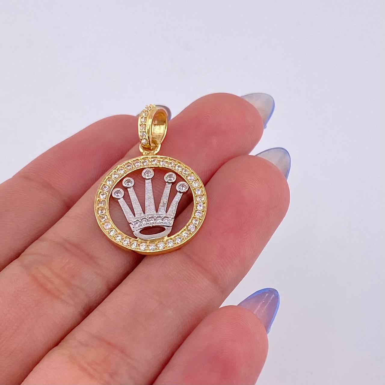 Pendant Crown Rx 2.7gr / 1 in / Two-tone Yellow White 18K Gold