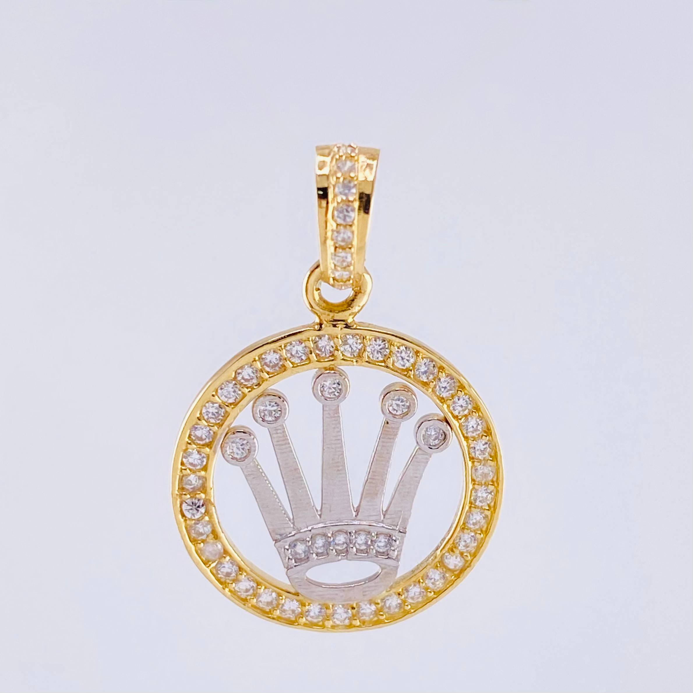 Pendant Crown Rx 2.7gr / 1 in / Two-tone Yellow White 18K Gold