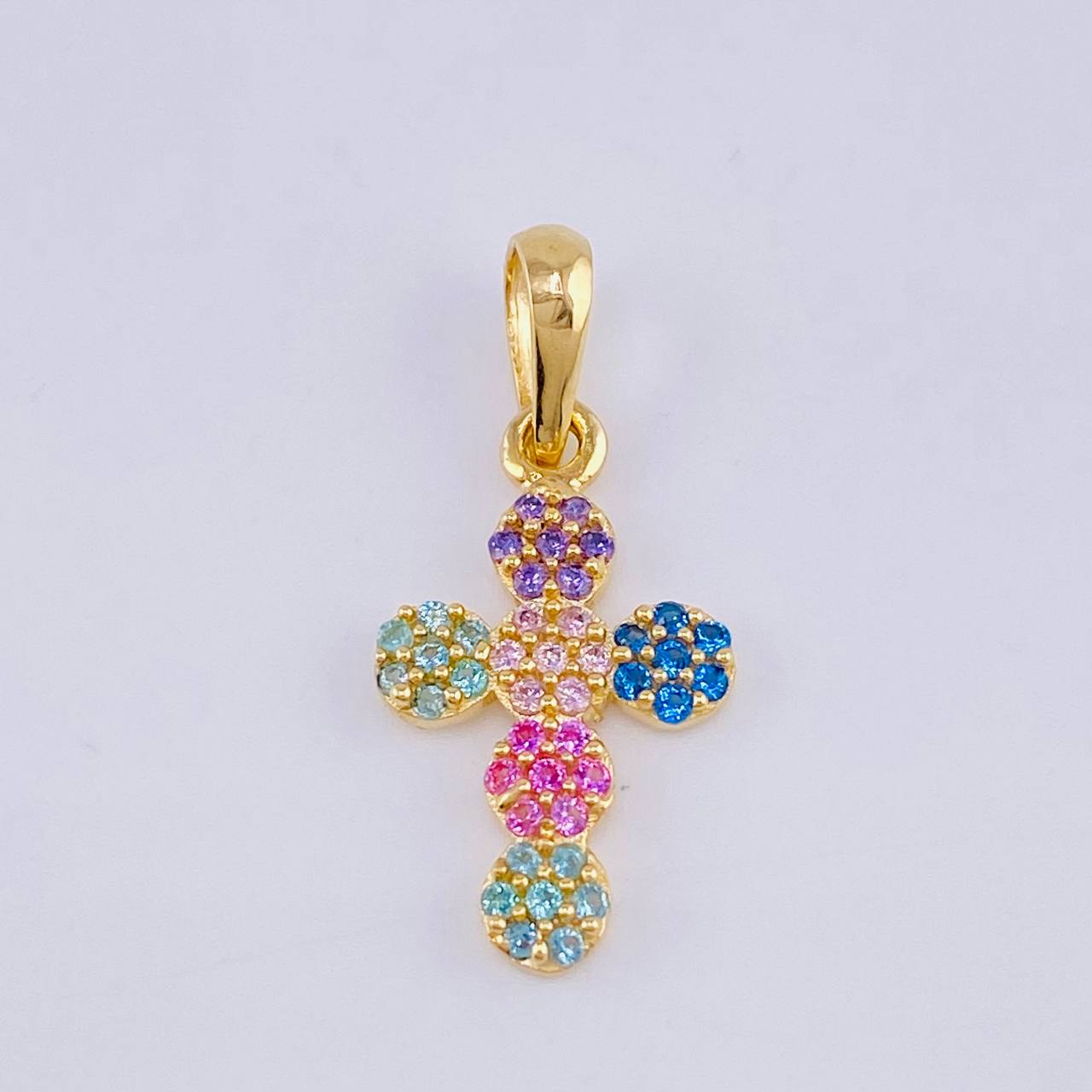 Dije Cruz Tupida 1.8gr / 1 in / Oro Amarillo 18K *