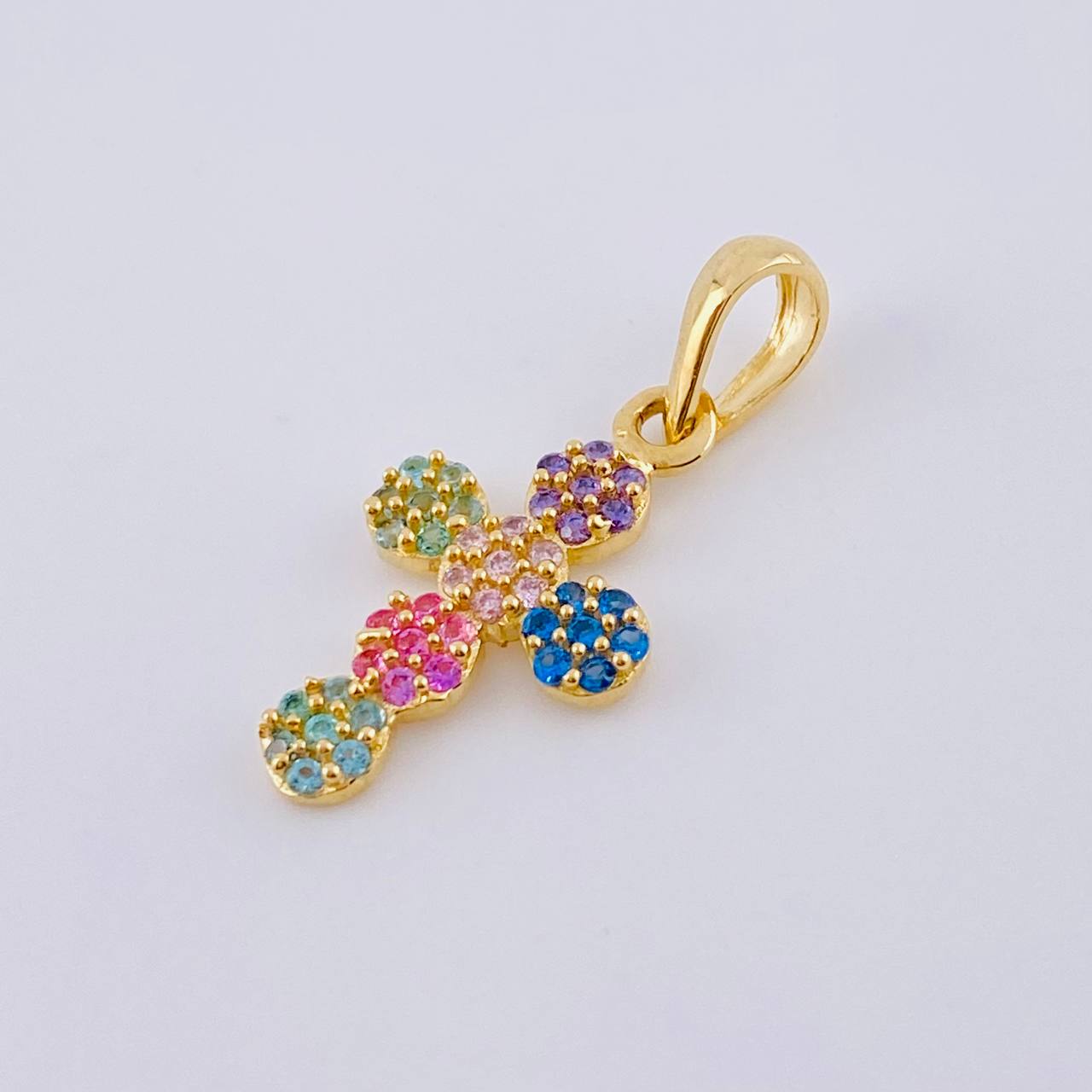 Dije Cruz Tupida 1.8gr / 1 in / Oro Amarillo 18K *
