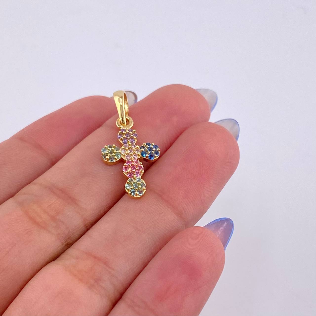 Dije Cruz Tupida 1.8gr / 1 in / Oro Amarillo 18K *