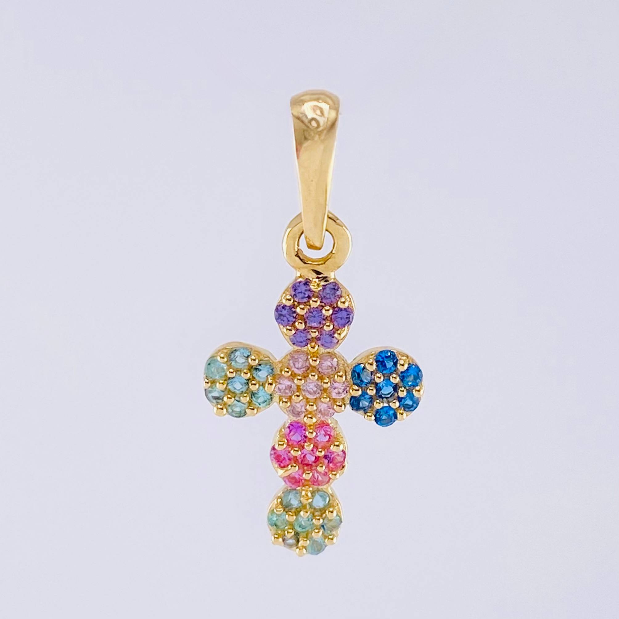 Dije Cruz Tupida 1.8gr / 1 in / Oro Amarillo 18K *