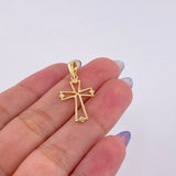Pendant Cross Diamond Tips 1.2gr / 1 1/4 in / 18K Yellow Gold *