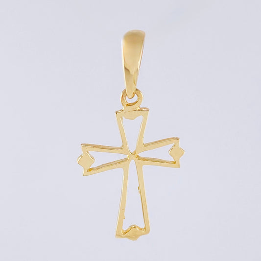 Dije Cruz Puntas Diamantes  1.1gr / 1 1/4 in / Oro Amarillo 18K