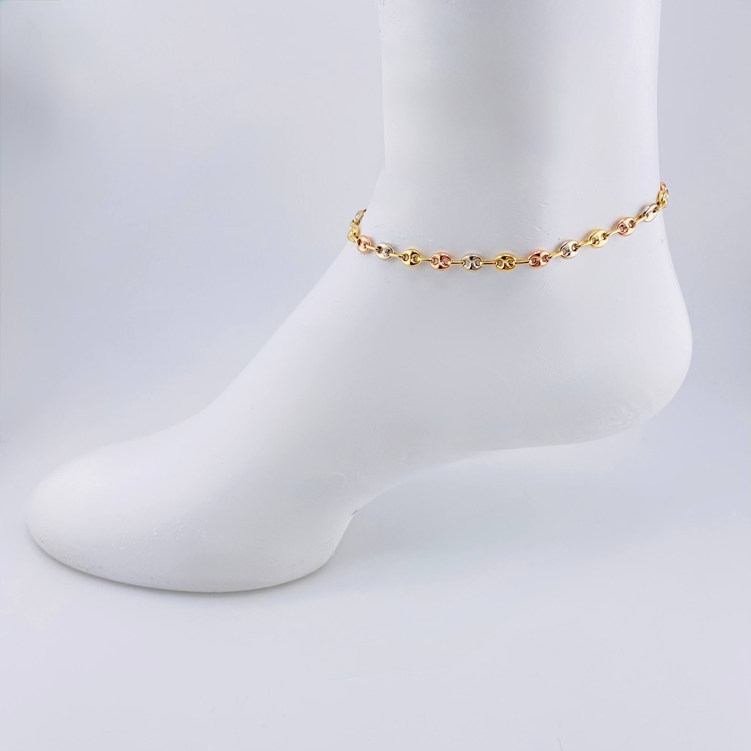 Tobillera Gc 4.9gr / 9 3/4 in / 6.3mm Tres Oros 18K ©