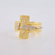 Anillo Cruz Cristo Bordeado 4.15g / T10 3/4 Dos Oros Amarillo Blanco 18K