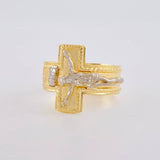 Christ Cross Ring Bordered 4g / T8 Two-Tone Yellow White Gold 18K