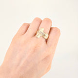 Christ Cross Ring Bordered 4g / T8 Two-Tone Yellow White Gold 18K