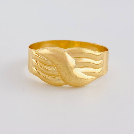 Trio Waves Channel Ring 1.9g / Size 7 1/4 Yellow Gold 18K