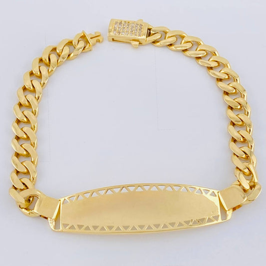 Pulso Cubano Placa Tribal 12.6 g / 8 1/2 in / 6.3 mm Oro Amarillo 18K