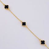 Pulso Modulable Trebol Onix Negro 2.3 g / 7 1/4 in - 6 1/2 in / 1.36 mm Oro Amarillo 18K