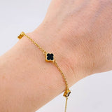 Pulso Modulable Trebol Onix Negro 2.3 g / 7 1/4 in - 6 1/2 in / 1.36 mm Oro Amarillo 18K