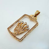 Pendant Silhouette Crown Plate 9.35gr / 5.4cm / White Zircons Yellow Gold ©