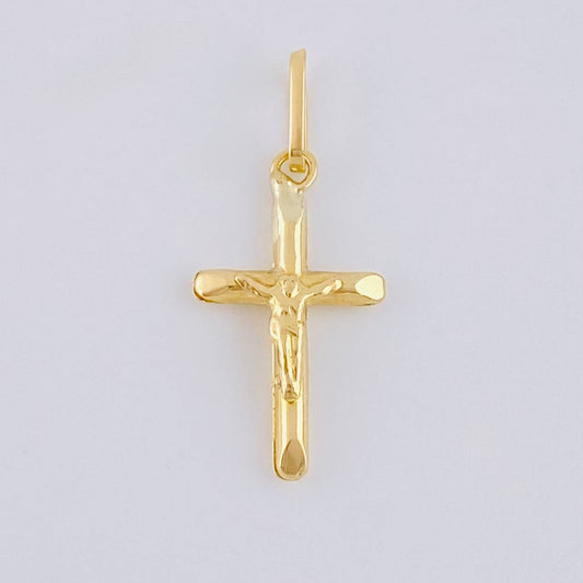 Dije Cruz Cristo Puntas Planas 0.4g / 3/4 in Oro Amarillo 18K