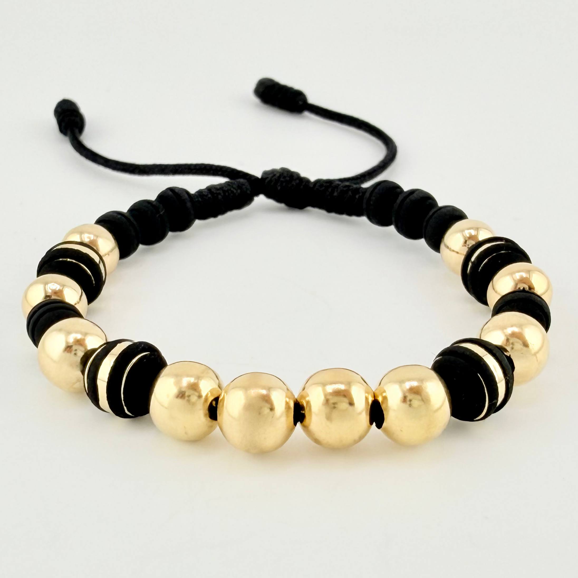Black Bracelet Neoros 4pcs Beads 10pcs 3.1gr / 8mm Yellow Gold 18K *
