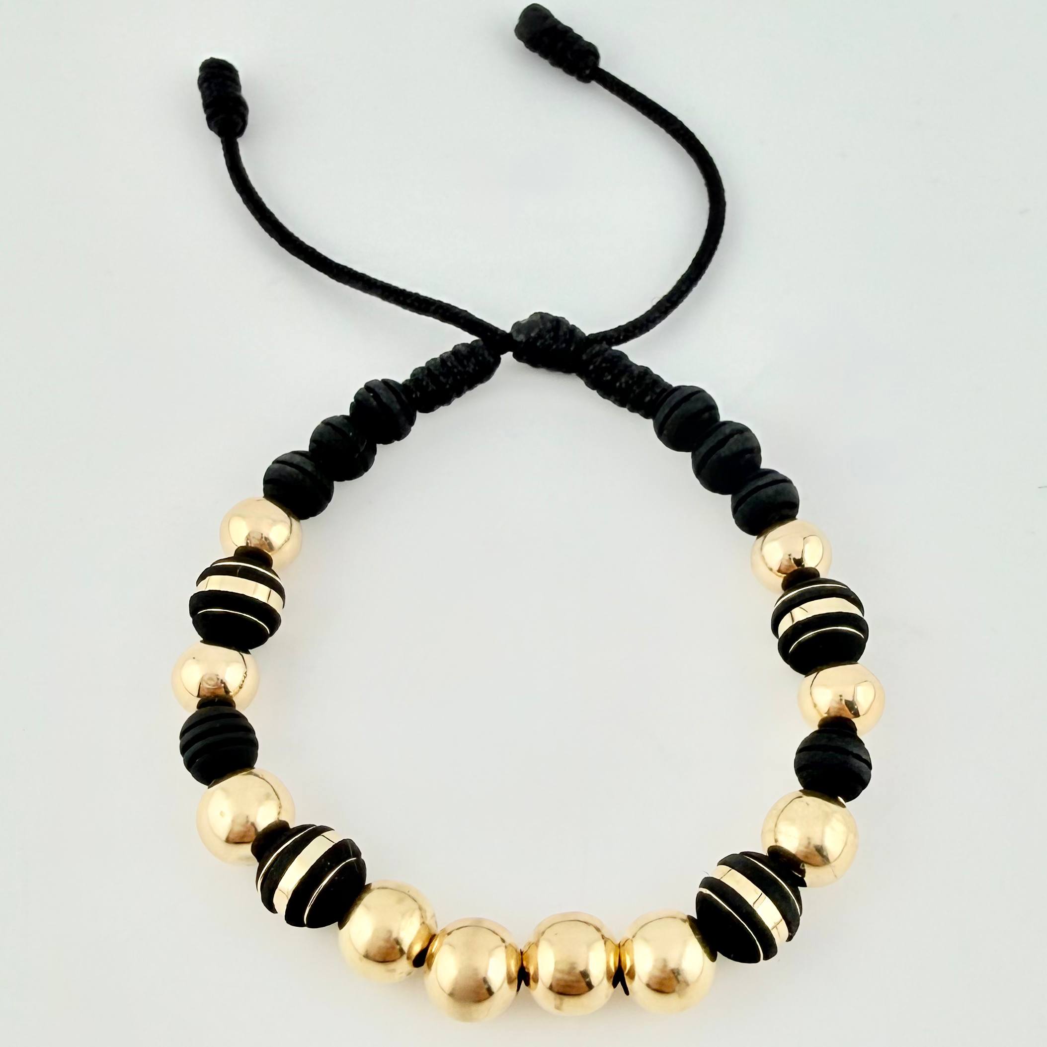 Black Bracelet Neoros 4pcs Beads 10pcs 3.1gr / 8mm Yellow Gold 18K *