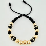 Black Bracelet Neoros 4pcs Beads 10pcs 3.1gr / 8mm Yellow Gold 18K *