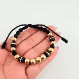 Black Bracelet Neoros 4pcs Beads 10pcs 3.1gr / 8mm Yellow Gold 18K *