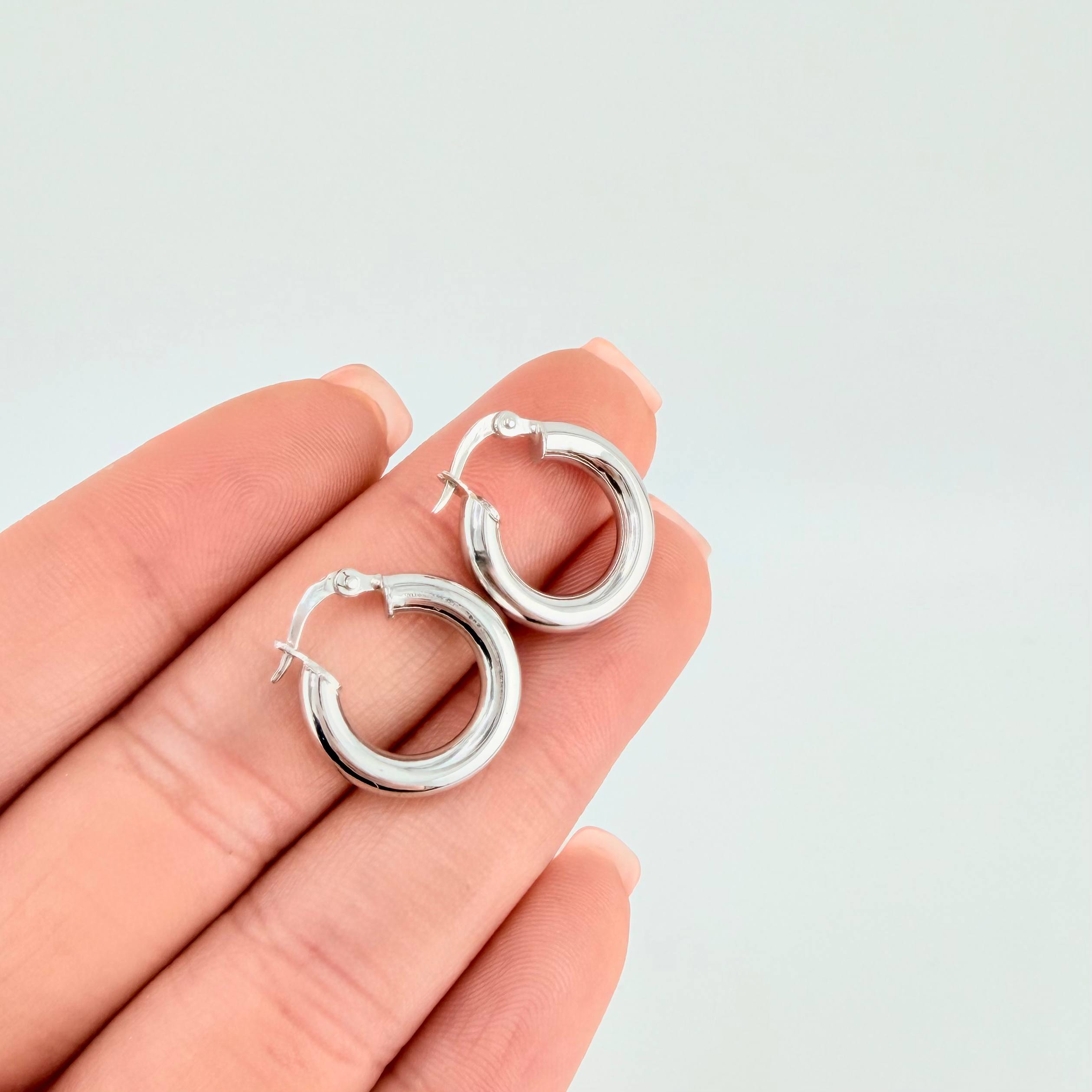 Hoop Earrings Jass Plain 2gr / 3/4 in / White Gold 18K