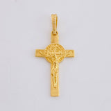 Dije Cruz Cristo San Benito 1.9gr / 1 1/4 in / Oro Amarillo 18K
