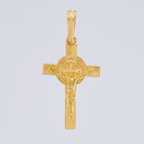 Dije Cruz Cristo San Benito 1.9gr / 1 1/4 in / Oro Amarillo 18K