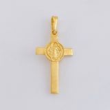 Dije Cruz Cristo San Benito 1.9gr / 1 1/4 in / Oro Amarillo 18K