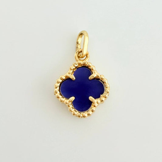 Pendant Clover Blue 1.3gr / 3/4 in / National Special Yellow 18K Gold ©