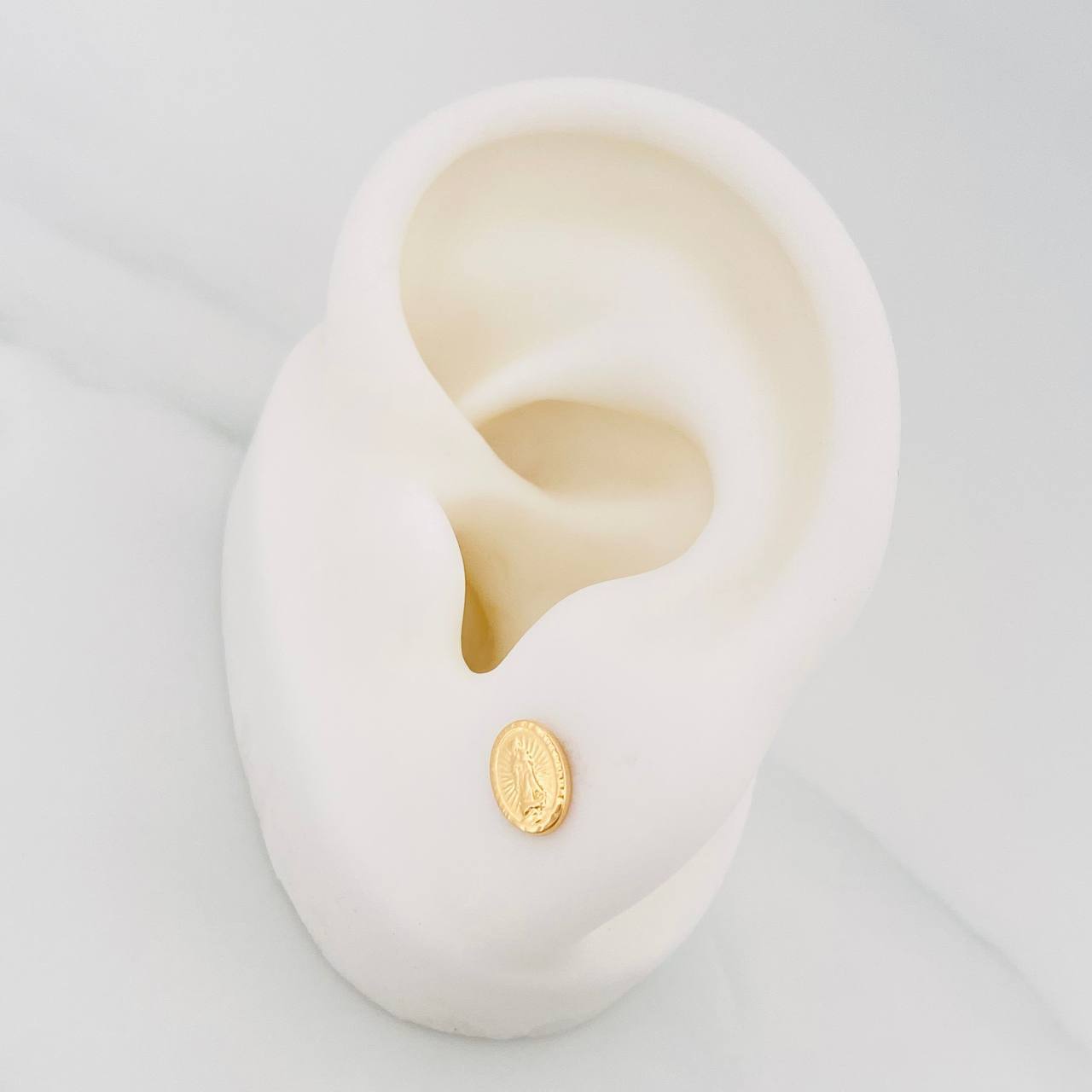 Stud Earrings Virgen Guadalupe 0.6 g / in / 5 mm Yellow Gold 18K