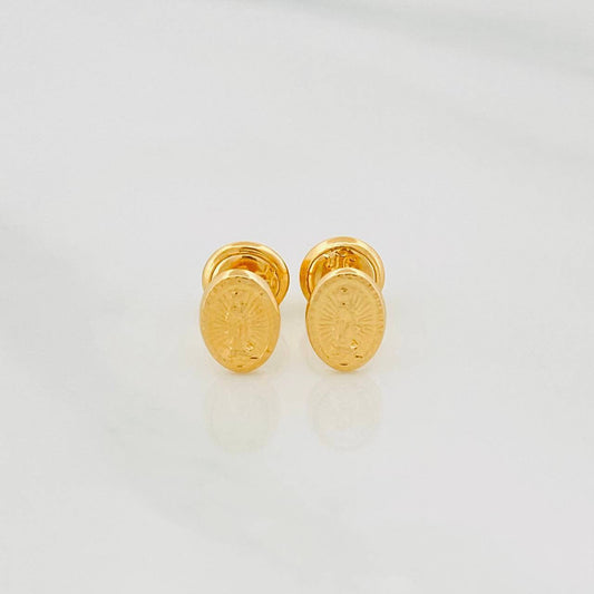 Stud Earrings Virgen Guadalupe 0.6 g / in / 5 mm Yellow Gold 18K