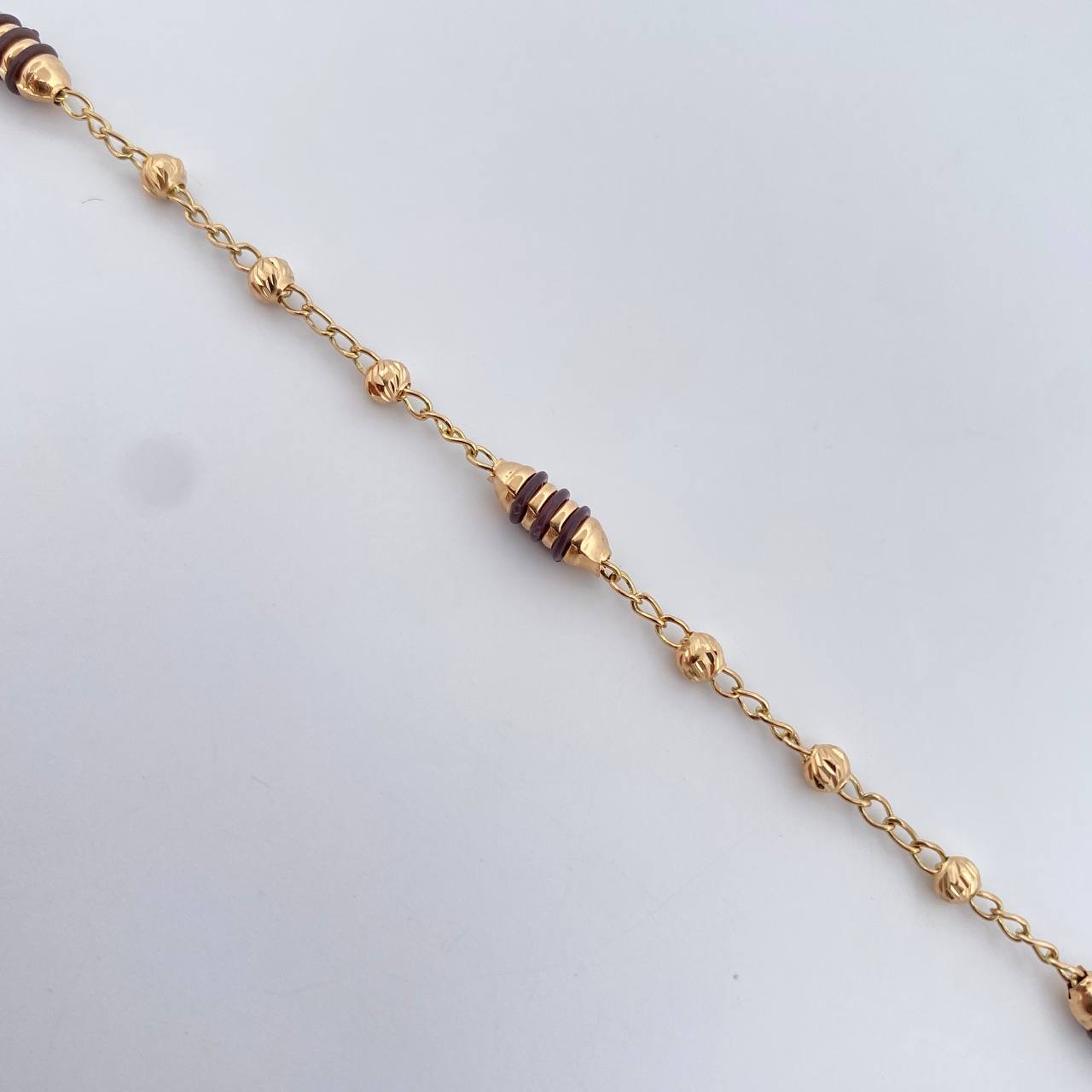 Pulso Barril 2.65gr / 18cm / 3mm Bolas Diamantadas Oro Amarillo 18K $