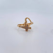 Anillo Cruz Corazon 2.25gr / T6 / Circones Blancos Oro Amarillo 18K $