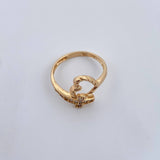 Anillo Cruz Corazon 2.25gr / T6 / Circones Blancos Oro Amarillo 18K $