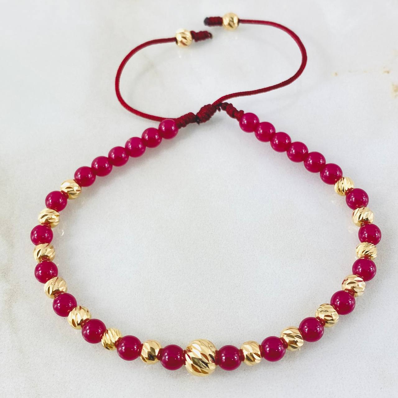 Polished Rubies Bracelet 1.85gr / 0.2in-0.2in 18K Gold