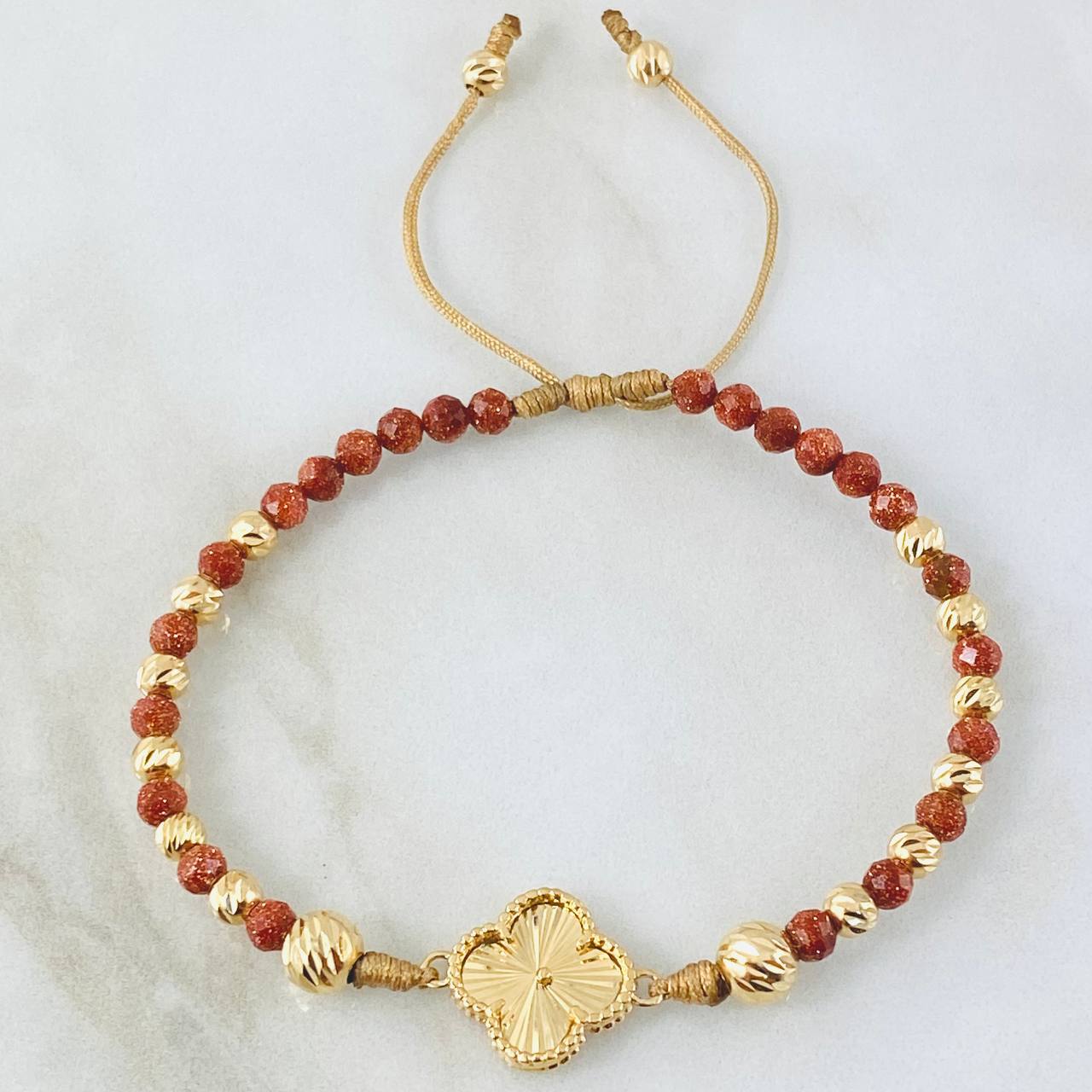 Pulsera Lluvia De Oro Herraje Trebol 3.85gr / 6mm-4mm Oro Amarillo Nac.Esp. 18K ©