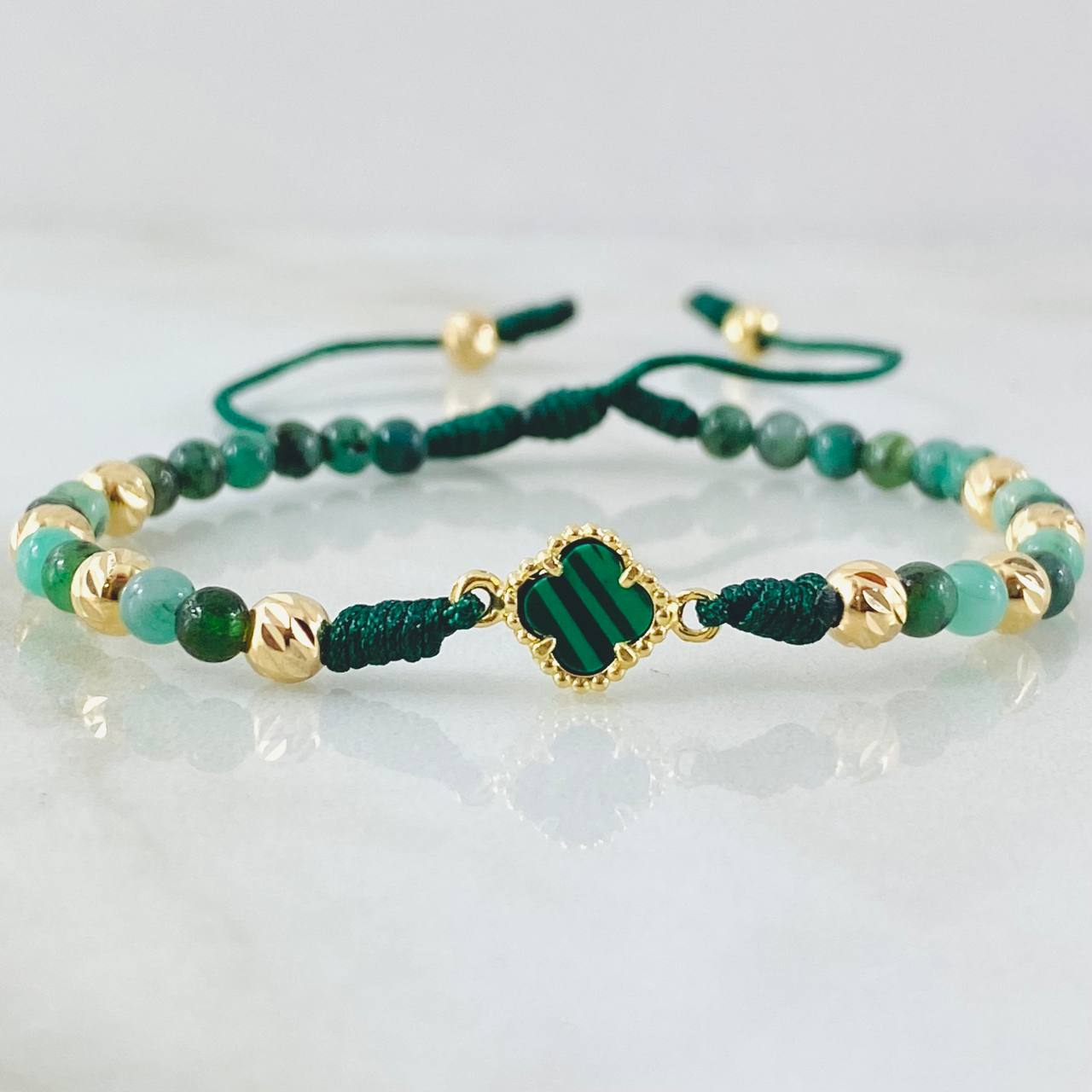 Emerald Bracelet Charm Clover 1.75gr / 4mm 18K Yellow Gold Nac.Esp. ©