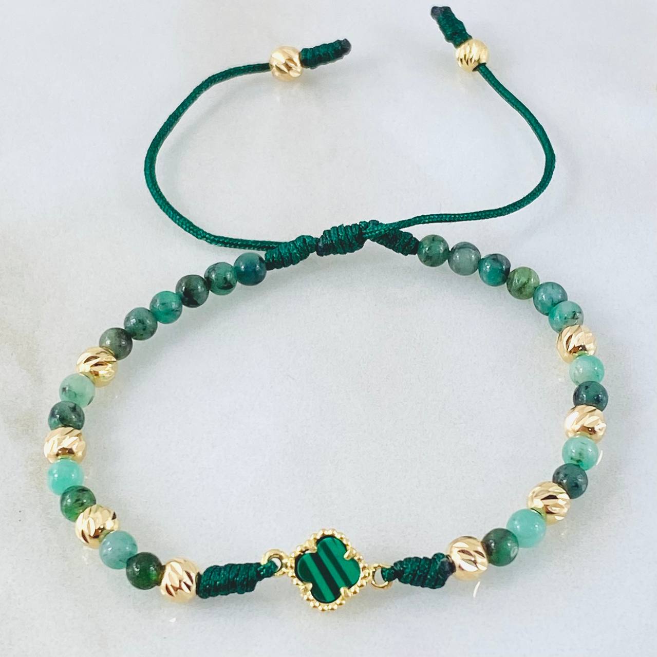 Emerald Bracelet Charm Clover 1.75gr / 4mm 18K Yellow Gold Nac.Esp. ©