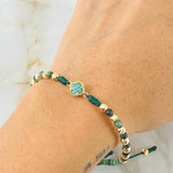 Emerald Clover Bracelet 2.3gr / 1.6in 18K Gold ©